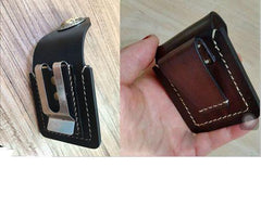 Coffee Handmade Leather Mens Classic Zippo Lighter Case Zippo Lighter Holder with Belt Loop for Men - imessengerbags