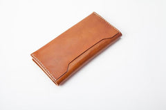 Brown Handmade Leather Mens Long Wallet Bifold Long Wallet Cellphone Wallet For Men - imessengerbags