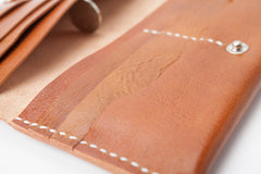 Brown Handmade Leather Mens Long Wallet Bifold Long Wallet Cellphone Wallet For Men - imessengerbags