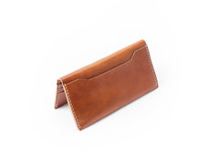 Brown Handmade Leather Mens Long Wallet Bifold Long Wallet Cellphone Wallet For Men - imessengerbags