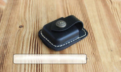 Handmade Black Leather Mens Classic Zippo Lighter Case Zippo Lighter Holder with Belt Clip - imessengerbags