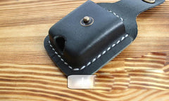 Mens Black Leather Classic Zippo Lighter Case Handmade Zippo Lighter Holder with Belt Clip