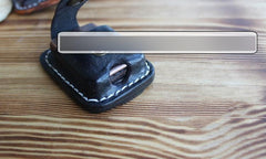Mens Coffee Leather Classic Zippo Lighter Case Black Handmade Zippo Lighter Holder with Belt Clip - imessengerbags