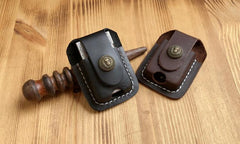 Handmade Mens Black Leather Classic S.T.Dupont Lighter Case S.T.Dupont Lighter Holder with Belt Loop - imessengerbags