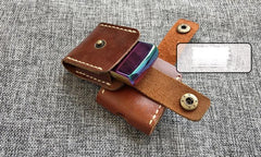 Handmade Mens Brown Leather Classic Zippo Lighter Case Star Zippo Lighter Holder with Belt Clip