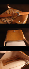 Brown Handmade Ganesha Tooled Leather Courier Bag Messenger Bag Side Bag For Men - imessengerbags