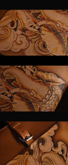 Brown Handmade Ganesha Tooled Leather Courier Bag Messenger Bag Side Bag For Men - imessengerbags
