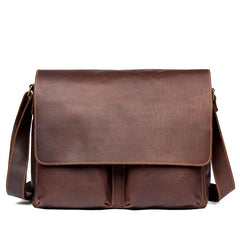 Cool Brown Leather 13 inches Mens Courier Bag Messenger Bags Postman Bag for Men