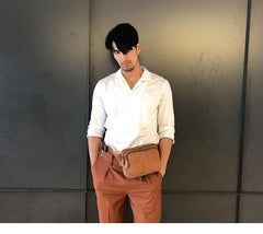 Brown Leather 8 inches Fanny Pack Hip Pack Mens Waist Bag Brown Chest Bag Bum Bag for Men - imessengerbags