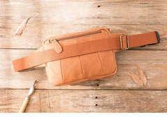Brown Leather 8 inches Fanny Pack Hip Pack Mens Waist Bag Brown Chest Bag Bum Bag for Men - imessengerbags