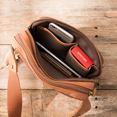 Brown Leather 8 inches Fanny Pack Hip Pack Mens Waist Bag Brown Chest Bag Bum Bag for Men - imessengerbags