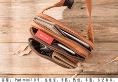 Brown Leather 8 inches Fanny Pack Hip Pack Mens Waist Bag Brown Chest Bag Bum Bag for Men