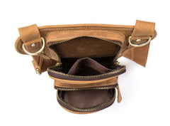 Brown Leather 8 inches Mens Small Messenger Bags Chest Bags Sling Bags for Men - imessengerbags