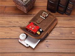 Brown Leather Cell Phone Holster Waist Pouches Belt Pouch Belt Bag For Men - imessengerbags