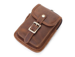 Brown Leather Cell Phone Holster Waist Pouches Belt Pouch Belt Bag For Men - imessengerbags