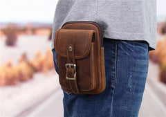 Brown Leather Cell Phone Holster Waist Pouches Belt Pouch Belt Bag For Men - imessengerbags