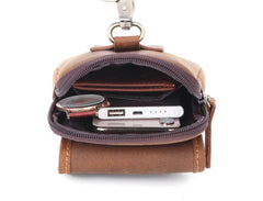 Brown Leather Cell Phone Holster Waist Pouches Belt Pouch Belt Bag For Men - imessengerbags