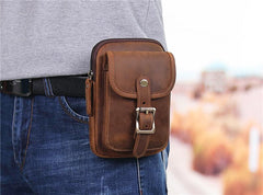 Brown Leather Cell Phone Holster Waist Pouches Belt Pouch Belt Bag For Men - imessengerbags