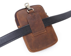 Brown Leather Cell Phone Holster Waist Pouches Belt Pouch Belt Bag For Men - imessengerbags