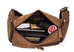 Brown Leather Barrel Fanny Pack Mens 8 inches Waist Bag Hip Pack Belt Bags Bumbags for Men - imessengerbags
