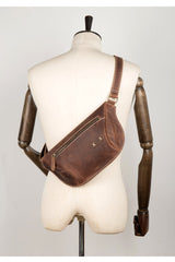 Cooll Mens Brown Leather Fanny Pack Mens Waist Bags Hip Pack Belt Bags Bumbags for Men - imessengerbags