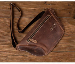 Cooll Mens Brown Leather Fanny Pack Mens Waist Bags Hip Pack Belt Bags Bumbags for Men - imessengerbags