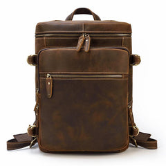 Brown Leather Men's 16 inches Large Computer Backpack Retro Large Travel Backpack Large College Backpack For Men - imessengerbags