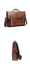 Brown Leather Men's Professional Briefcase 14‘’ Laptop Handbag Black Business Bag Messenger Bag For Men - imessengerbags