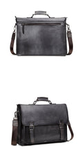 Brown Leather Men's Professional Briefcase 14‘’ Laptop Handbag Black Business Bag Messenger Bag For Men - imessengerbags