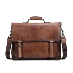 Brown Leather Men's Professional Briefcase 14‘’ Laptop Handbag Black Business Bag Messenger Bag For Men - imessengerbags