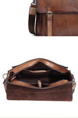 Brown Leather Men's Professional Briefcase 14‘’ Laptop Handbag Black Business Bag Messenger Bag For Men - imessengerbags