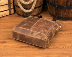 Brown Leather Mens 13 inches Briefcase Vertical Laptop Side Bags Business Bags Work Bags for Men - imessengerbags