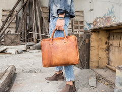 Vintage Brown Leather Mens 14 inches Briefcase Work Side Bag Brown Laptop Briefcase Business Bag for Men - imessengerbags