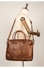 Brown Leather Mens 15 inches Briefcase Laptop Bag Business Handbag Work Bag for Men - imessengerbags
