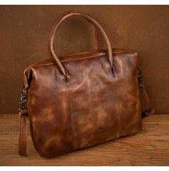 Brown Leather Mens 15 inches Briefcase Laptop Bag Business Handbag Work Bag for Men - imessengerbags