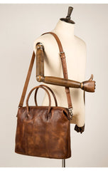 Brown Leather Mens 15 inches Briefcase Laptop Bag Business Handbag Work Bag for Men - imessengerbags