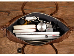 Brown Leather Mens 15 inches Briefcase Laptop Bag Business Handbag Work Bag for Men - imessengerbags