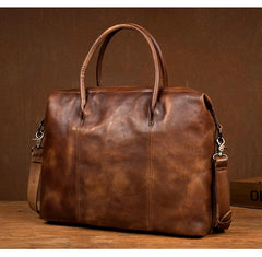 Brown Leather Mens 15 inches Briefcase Laptop Bag Business Handbag Work Bag for Men - imessengerbags