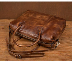 Brown Leather Mens 15 inches Briefcase Laptop Bag Business Handbag Work Bag for Men - imessengerbags