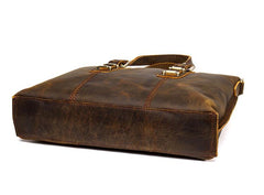 Vintage Brown Leather Mens 15 inches Briefcase Laptop Bag Business Bags Work Bags for Men