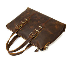 Vintage Brown Leather Mens 15 inches Briefcase Laptop Bag Business Bags Work Bags for Men - imessengerbags