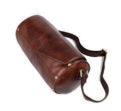 Cool Brown Leather Mens Bucket Courier Bag Side Bag Brown Postman Bag Messenger Bag For Men