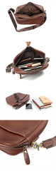 Brown Leather Mens 8 inches Courier Bag Messenger Bag Small Postman Bag For Men - imessengerbags