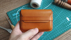 Brown Leather Mens Card Wallet Front Pocket Wallets Cool Small Change Wallet for Men