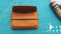 Brown Leather Mens Card Wallet Front Pocket Wallets Cool Small Change Wallet for Men