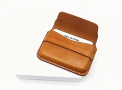 Brown Leather Mens Card Wallet Front Pocket Wallets Cool Small Change Wallet for Men