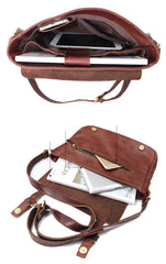 Brown Leather Mens Casual Courier Bags Messenger Bags 10 inches Postman Bag For Men - imessengerbags