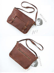 Brown Leather Mens Casual Courier Bags Messenger Bags 10 inches Postman Bag For Men - imessengerbags