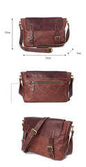 Brown Leather Mens Casual Courier Bags Messenger Bags 10 inches Postman Bag For Men - imessengerbags