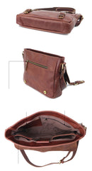Brown Leather Mens Casual Courier Bags Messenger Bags 10 inches Postman Bag For Men - imessengerbags